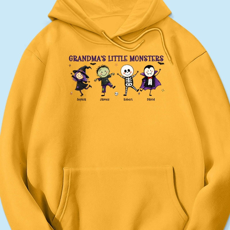 Grandma's Little Monsters Cute Doodle Characters - Personalized Shirt - Halloween Costume For Mom Grandma