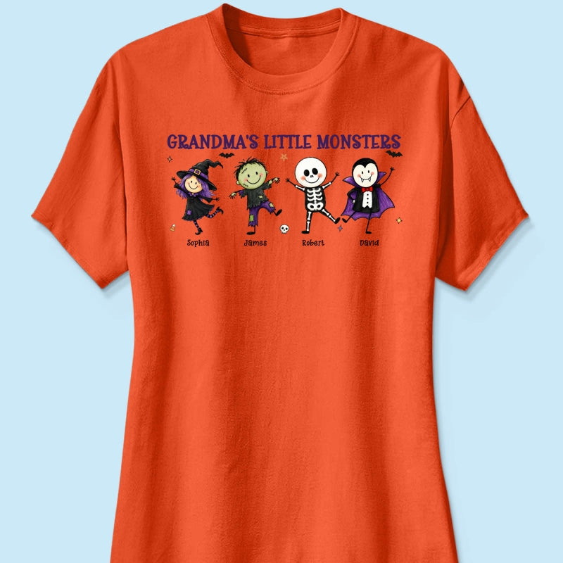 Grandma's Little Monsters Cute Doodle Characters - Personalized Shirt - Halloween Costume For Mom Grandma