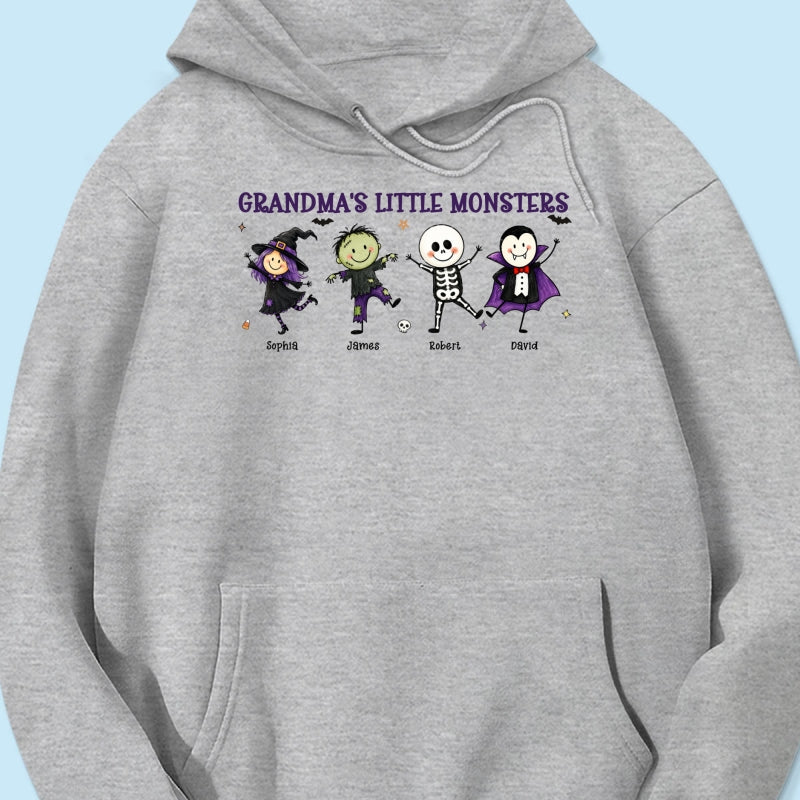 Grandma's Little Monsters Cute Doodle Characters - Personalized Shirt - Halloween Costume For Mom Grandma