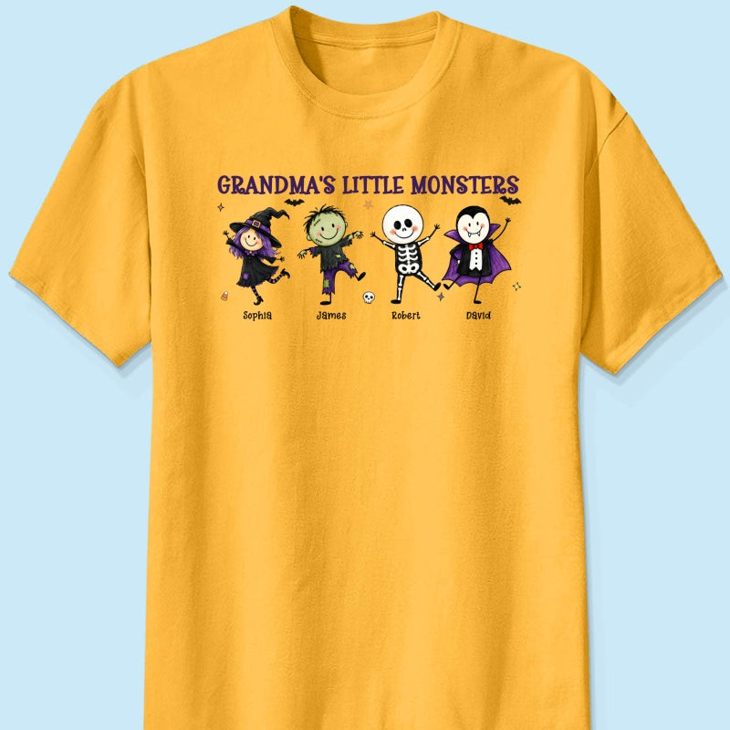 Grandma's Little Monsters Cute Doodle Characters - Personalized Shirt - Halloween Costume For Mom Grandma