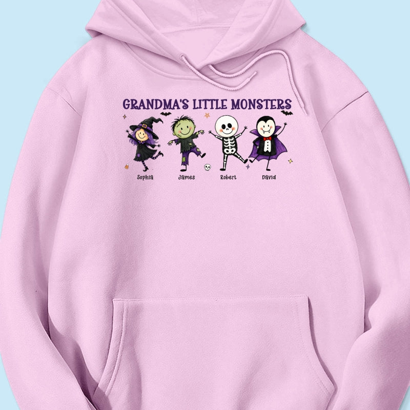 Grandma's Little Monsters Cute Doodle Characters - Personalized Shirt - Halloween Costume For Mom Grandma