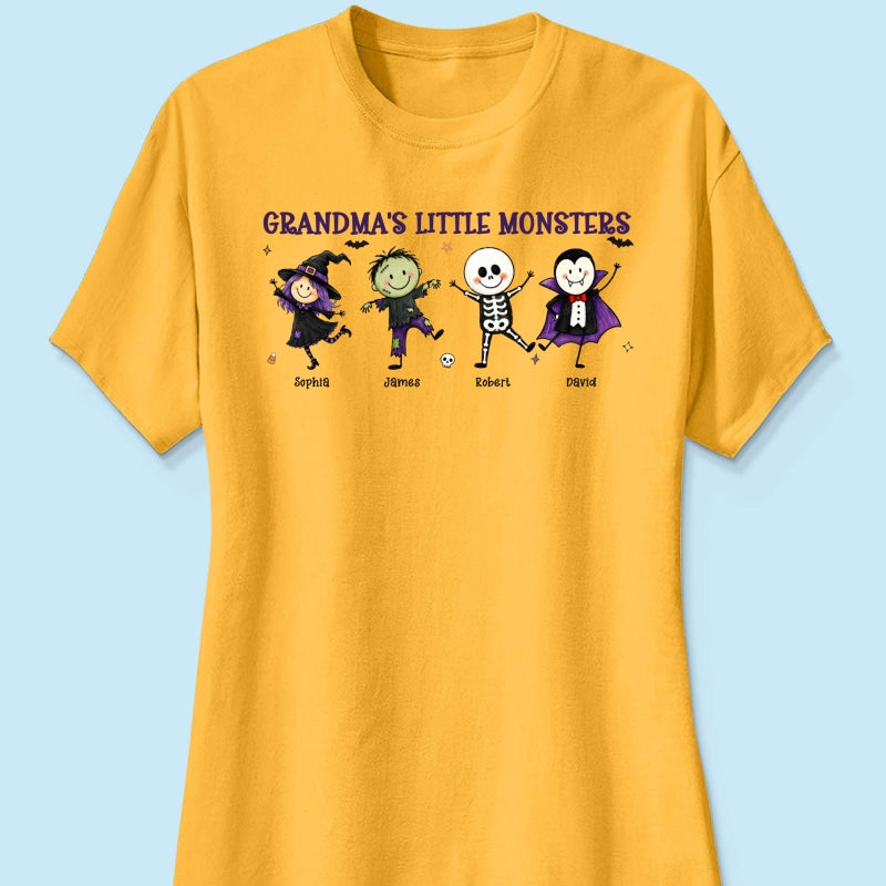 Grandma's Little Monsters Cute Doodle Characters - Personalized Shirt - Halloween Costume For Mom Grandma