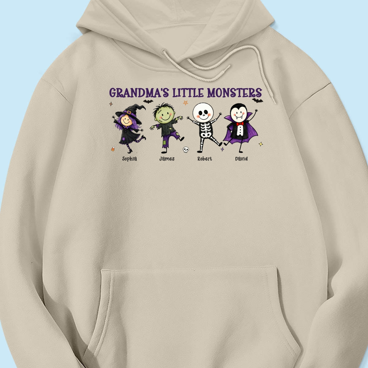 Grandma's Little Monsters Cute Doodle Characters - Personalized Shirt - Halloween Costume For Mom Grandma