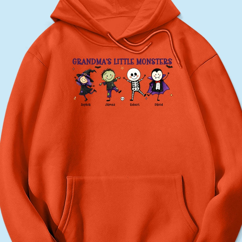 Grandma's Little Monsters Cute Doodle Characters - Personalized Shirt - Halloween Costume For Mom Grandma