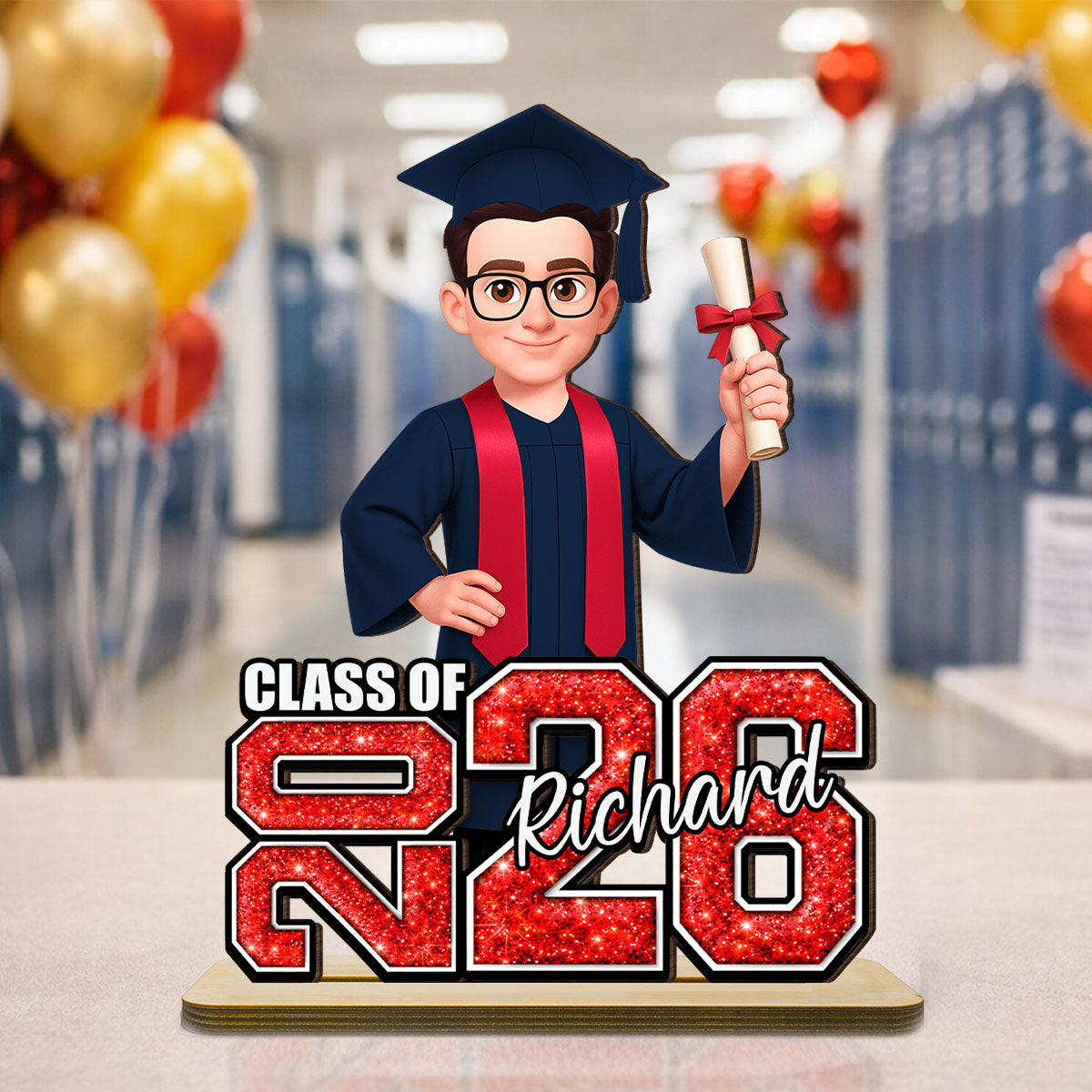 Senior Graduation Gift 2026 Glitter Effect - Personalized 2-Layered Wooden Plaque - Graduation Gift For Seniors, Daughter, Son, Grandkids