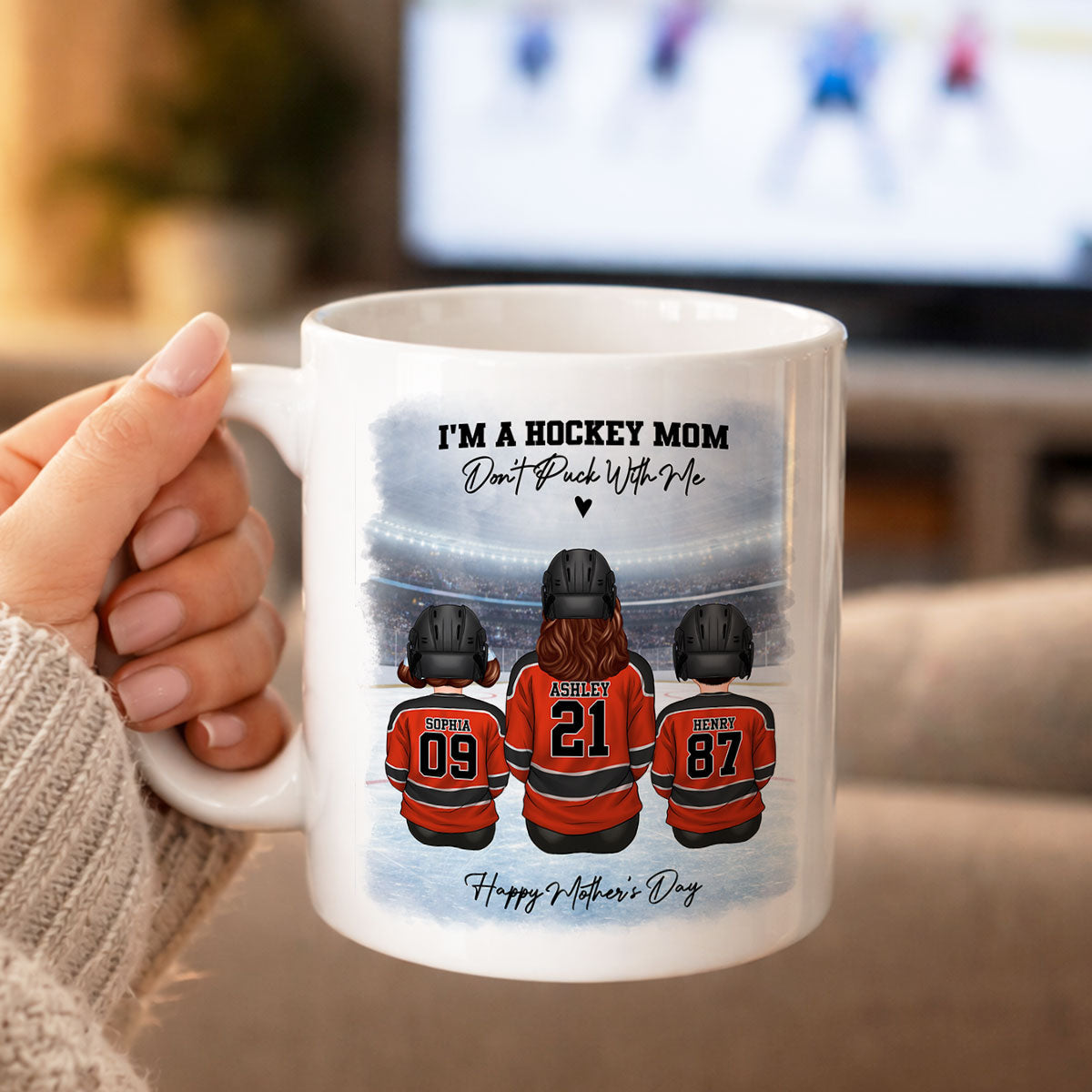 Hockey Mom And Kids - Personalized Mug - Heartfelt Gift For Hockey Mom, Gift For Wife
