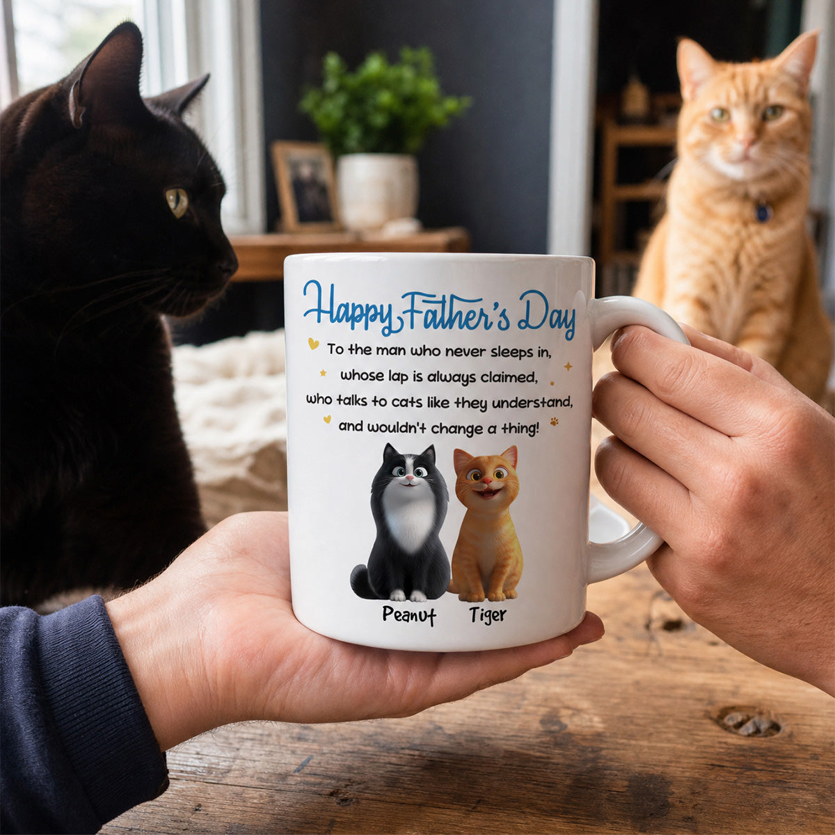 Happy Father's Day To Cat Dad - Personalized Mug