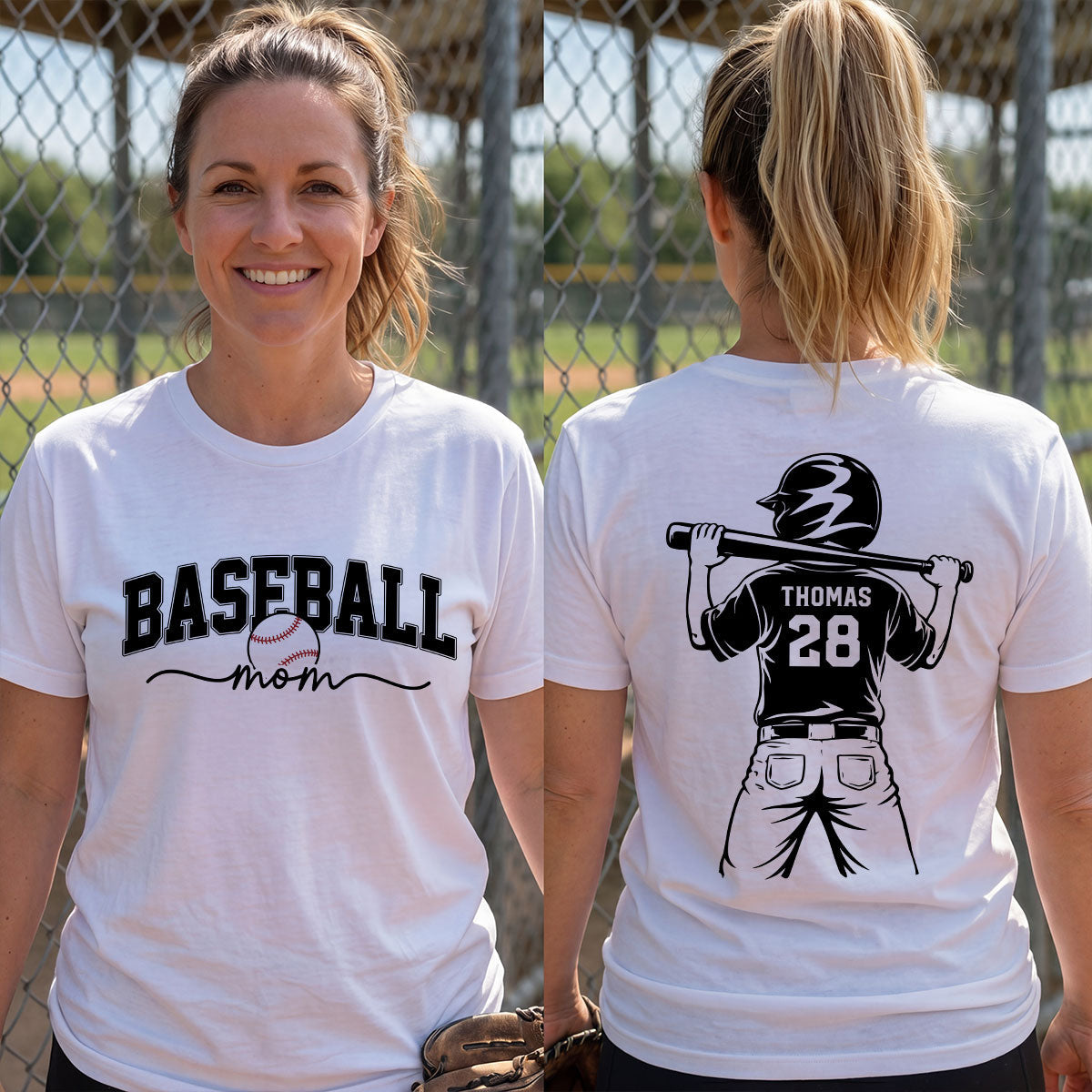 Baseball Mom Baseball Players - Personalized Personalized Double Sided Shirt- Mother's Day Gift For Baseball Mom, Wife