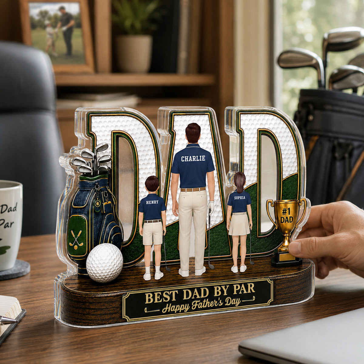 Golf Dad Legend Best Dad By Par - Personalized Acrylic Block Plaque - Unique Trending  Gift For Dad