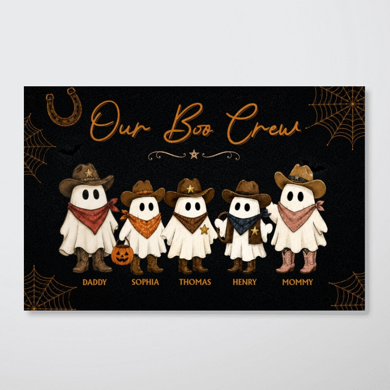 Halloween Family Portrait Cowboy Ghost Family - Personalized Poster - Western Country Vibe Halloween Decor For Families