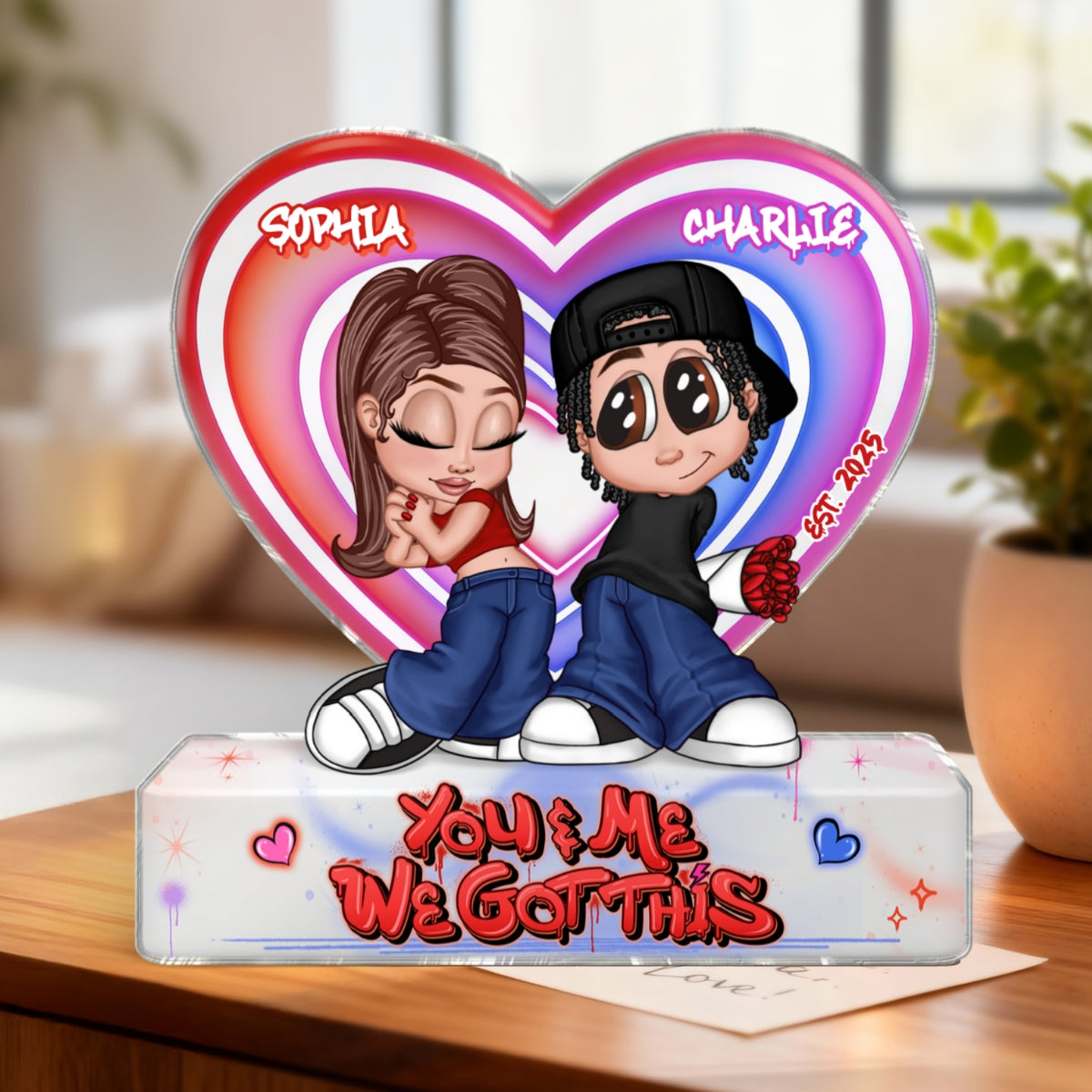 Eternal Love Y2K Couple - Personalized Acrylic Block Plaque - Heartfelt Valentine's Day Gift, Anniversary Gift For Couple, For Him, For Her