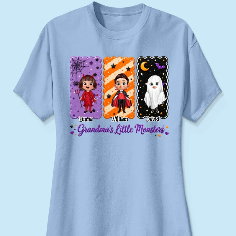 Grandma's Little Monsters Grandkids Halloween - Personalized Shirt - Halloween Gift, Gift For Grandma