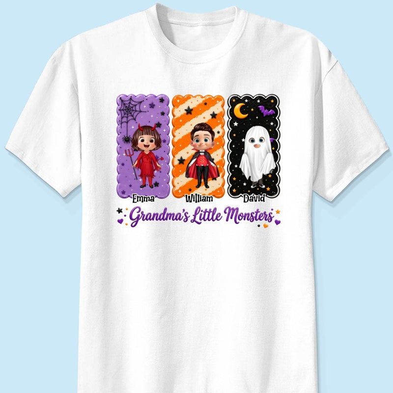 Grandma's Little Monsters Grandkids Halloween - Personalized Shirt - Halloween Gift, Gift For Grandma