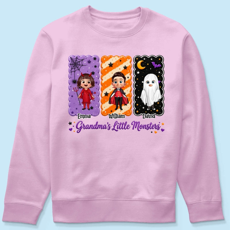 Grandma's Little Monsters Grandkids Halloween - Personalized Shirt - Halloween Gift, Gift For Grandma