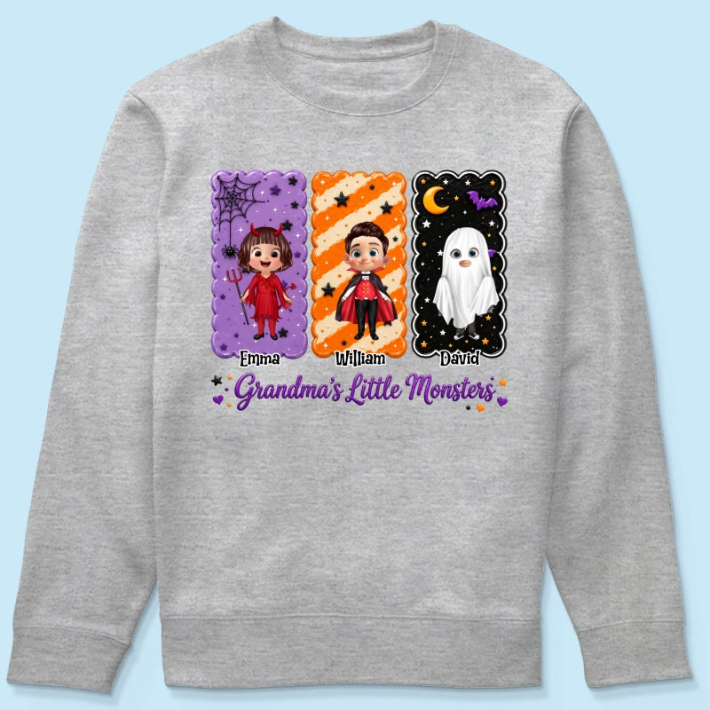 Grandma's Little Monsters Grandkids Halloween - Personalized Shirt - Halloween Gift, Gift For Grandma