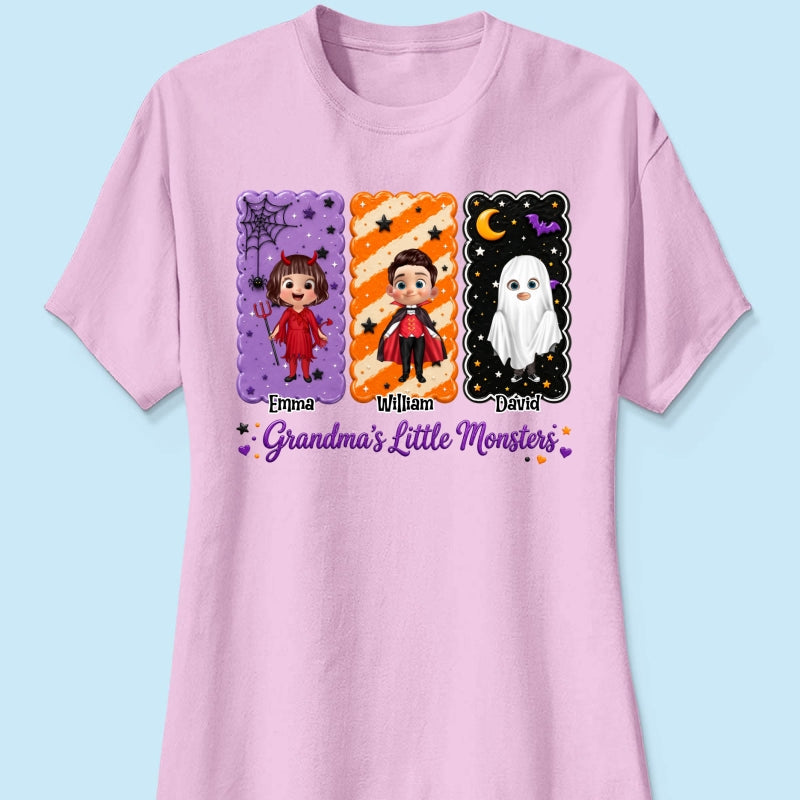 Grandma's Little Monsters Grandkids Halloween - Personalized Shirt - Halloween Gift, Gift For Grandma