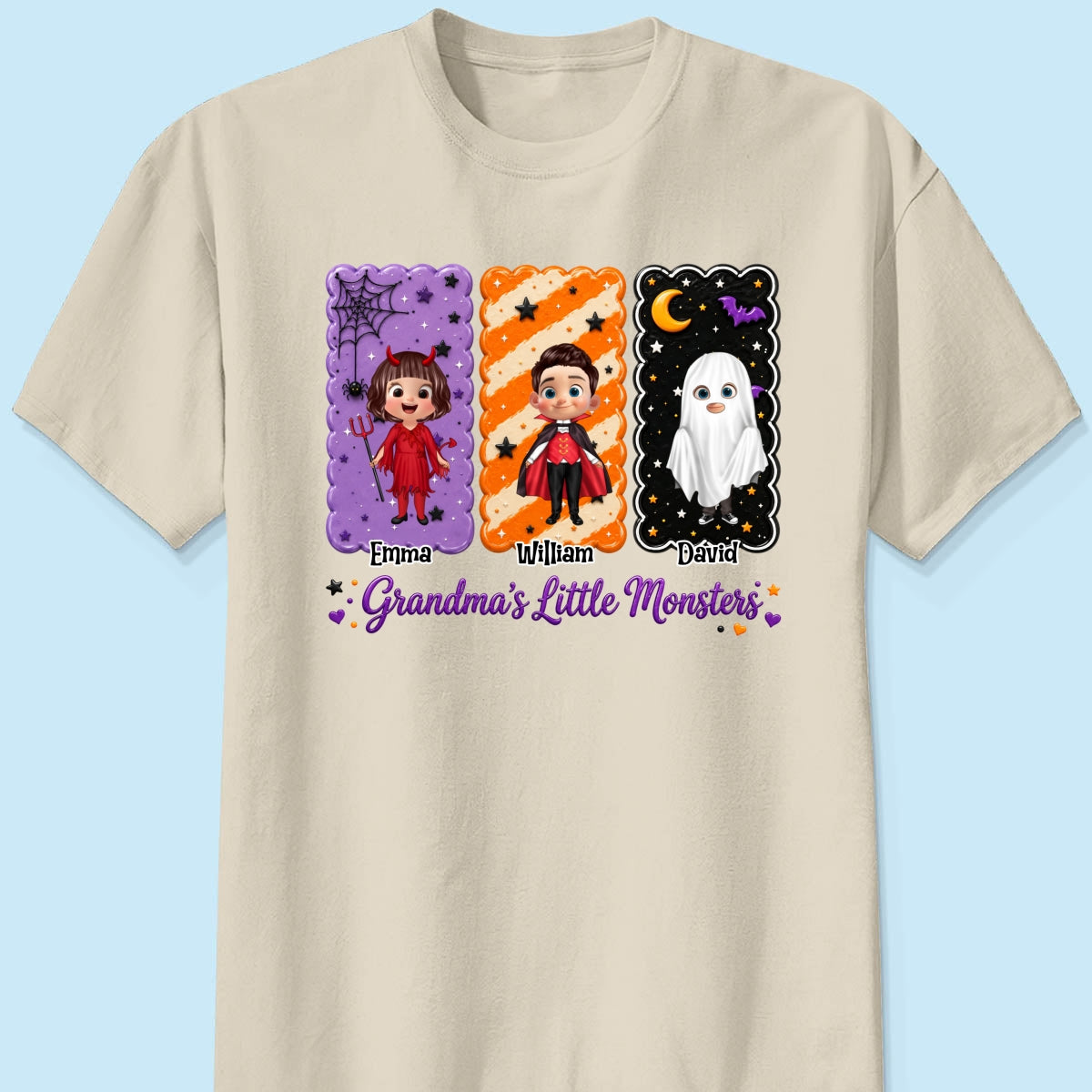 Grandma's Little Monsters Grandkids Halloween - Personalized Shirt - Halloween Gift, Gift For Grandma