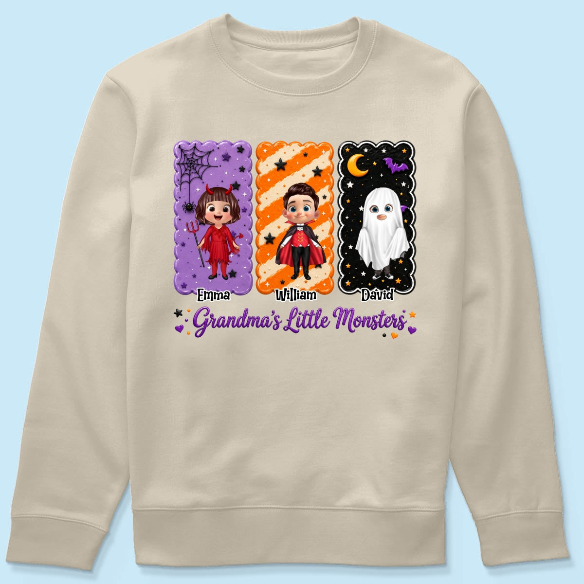 Grandma's Little Monsters Grandkids Halloween - Personalized Shirt - Halloween Gift, Gift For Grandma