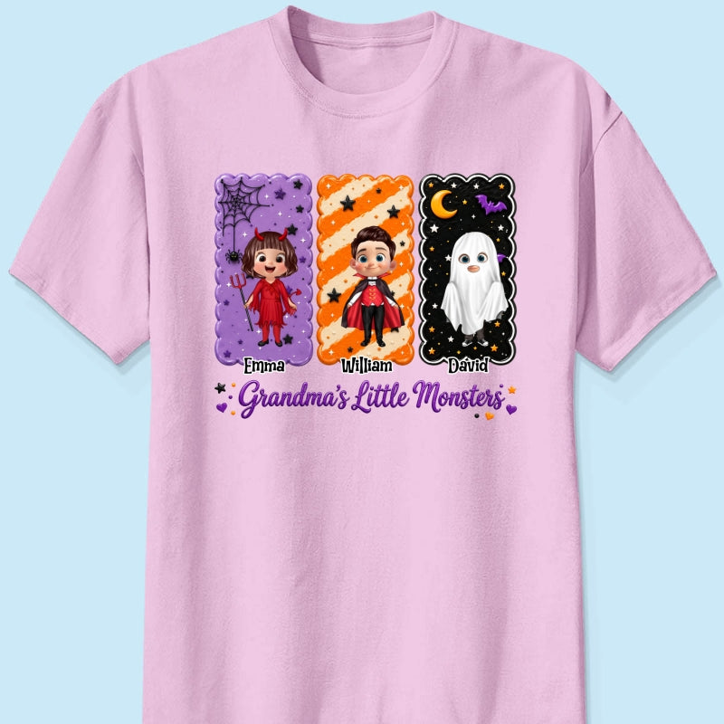 Grandma's Little Monsters Grandkids Halloween - Personalized Shirt - Halloween Gift, Gift For Grandma