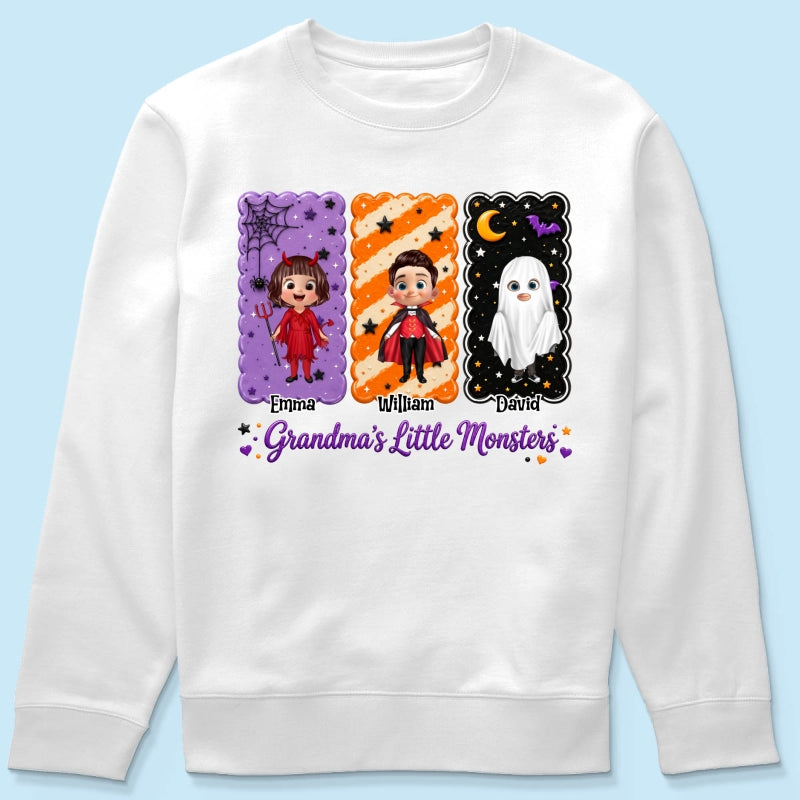 Grandma's Little Monsters Grandkids Halloween - Personalized Shirt - Halloween Gift, Gift For Grandma