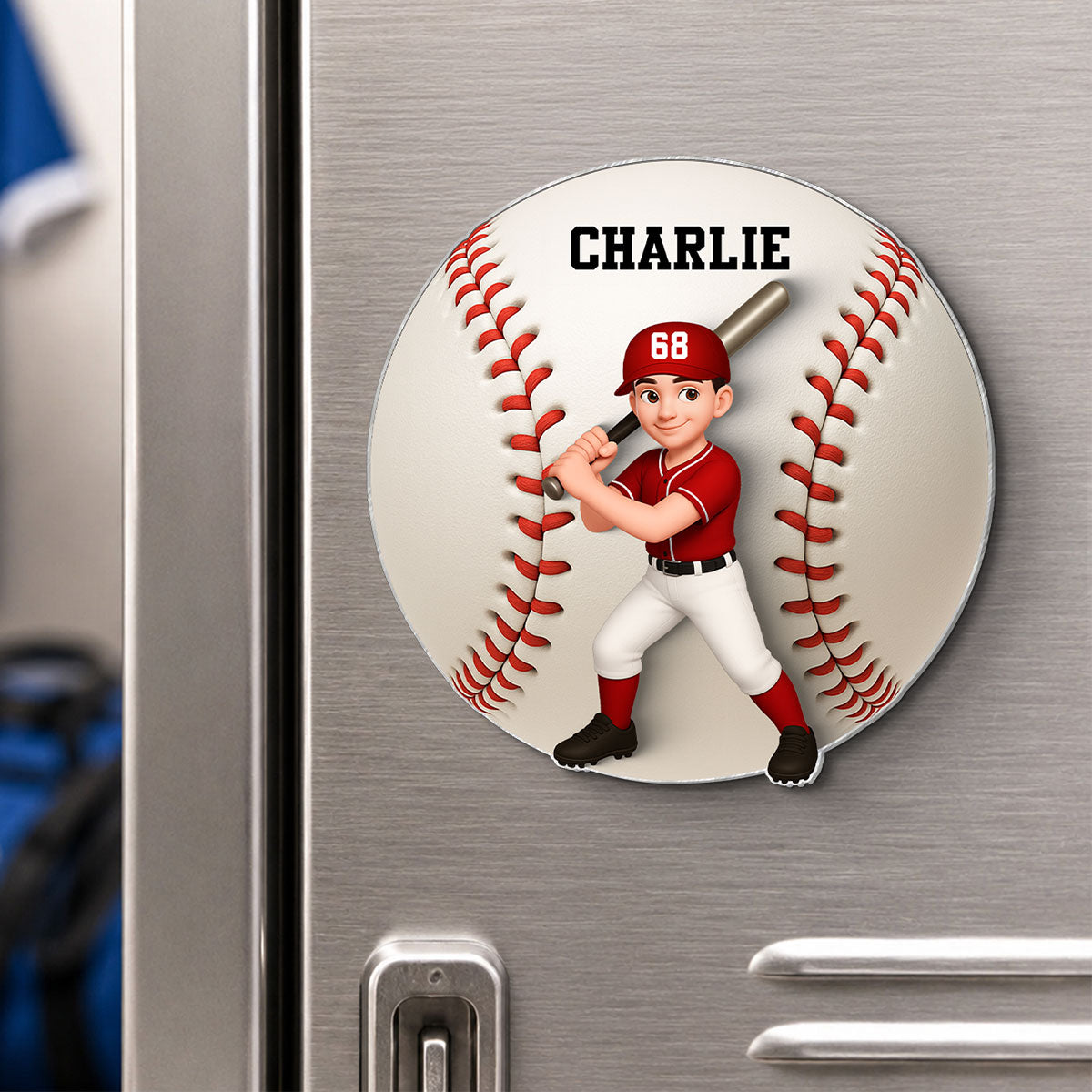 Baseball Boy & Girl - Personalized Acrylic Locker Magnet - Back To School Gift For Daughters, Sons, Grandkids, Teenagers, Teen Girl, Teen Boy
