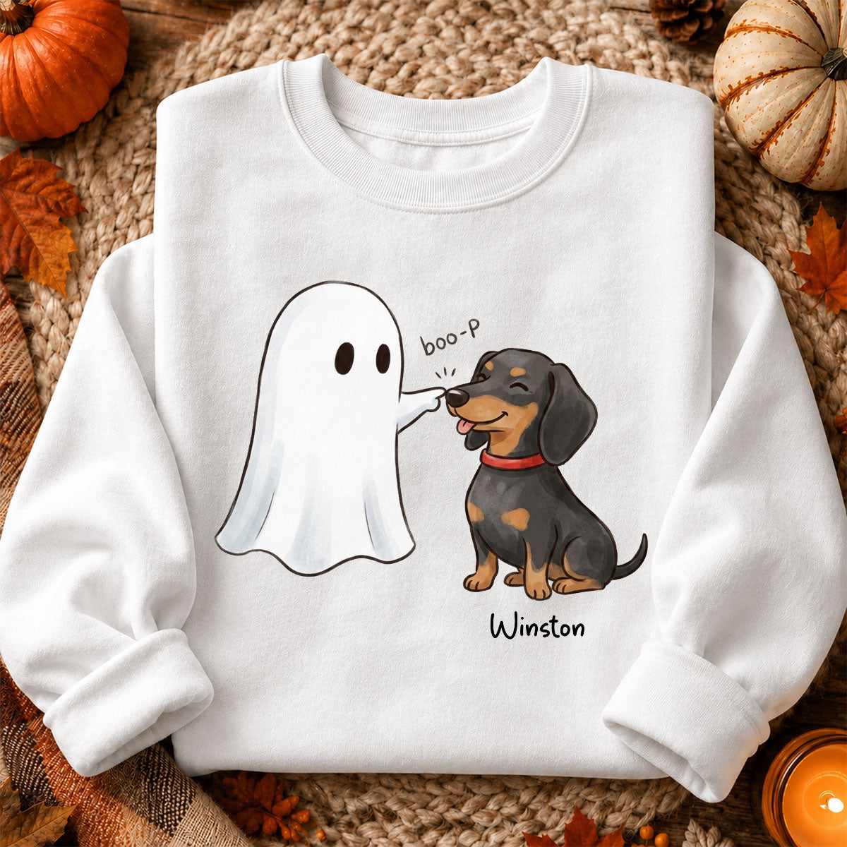Halloween Dog Ghost - Personalized Shirt - Funny Ghost Booping Dog Tee, Gift for Dog Moms, Dog Dads