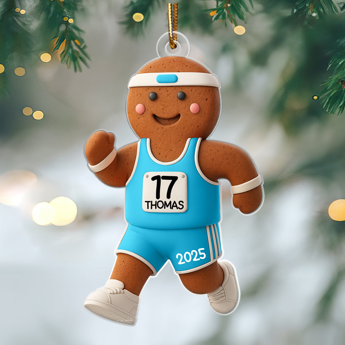 Runner Gingerbread Marathon - Personalized Acrylic Ornament - Unique Christmas Gift For Runners