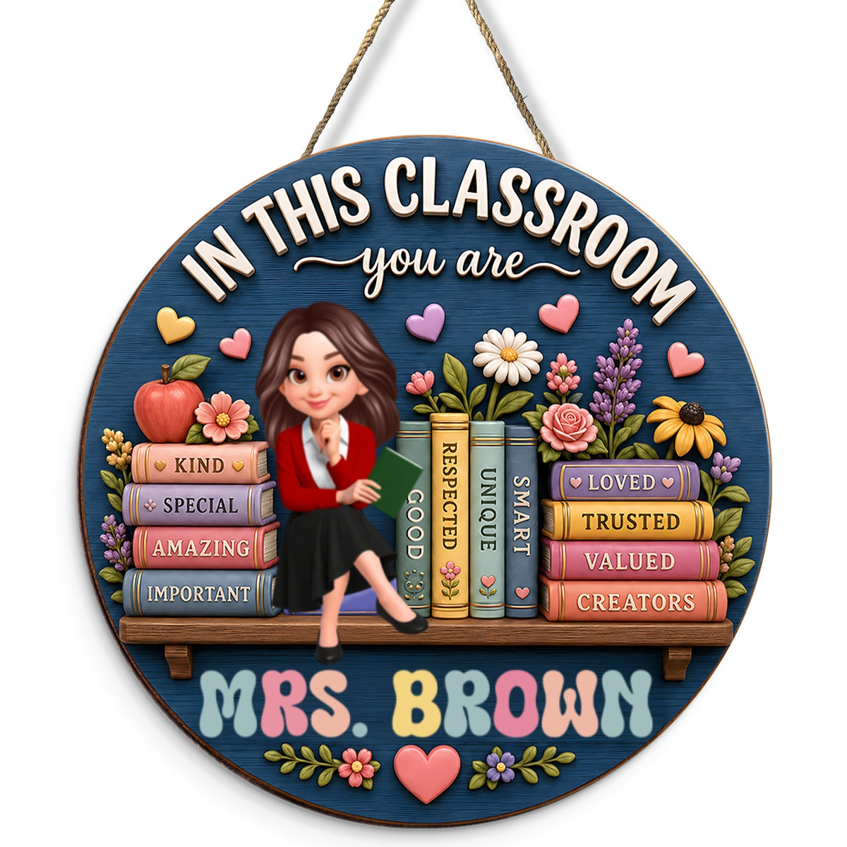 Custom Teacher Name Sign - Personalized Wooden Door Sign - Back to School Decor for Teachers
