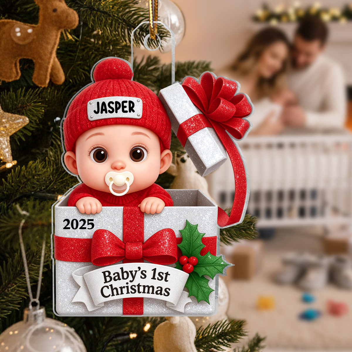 3D Shining Effect Baby's First Christmas - Personalized Acrylic Ornament