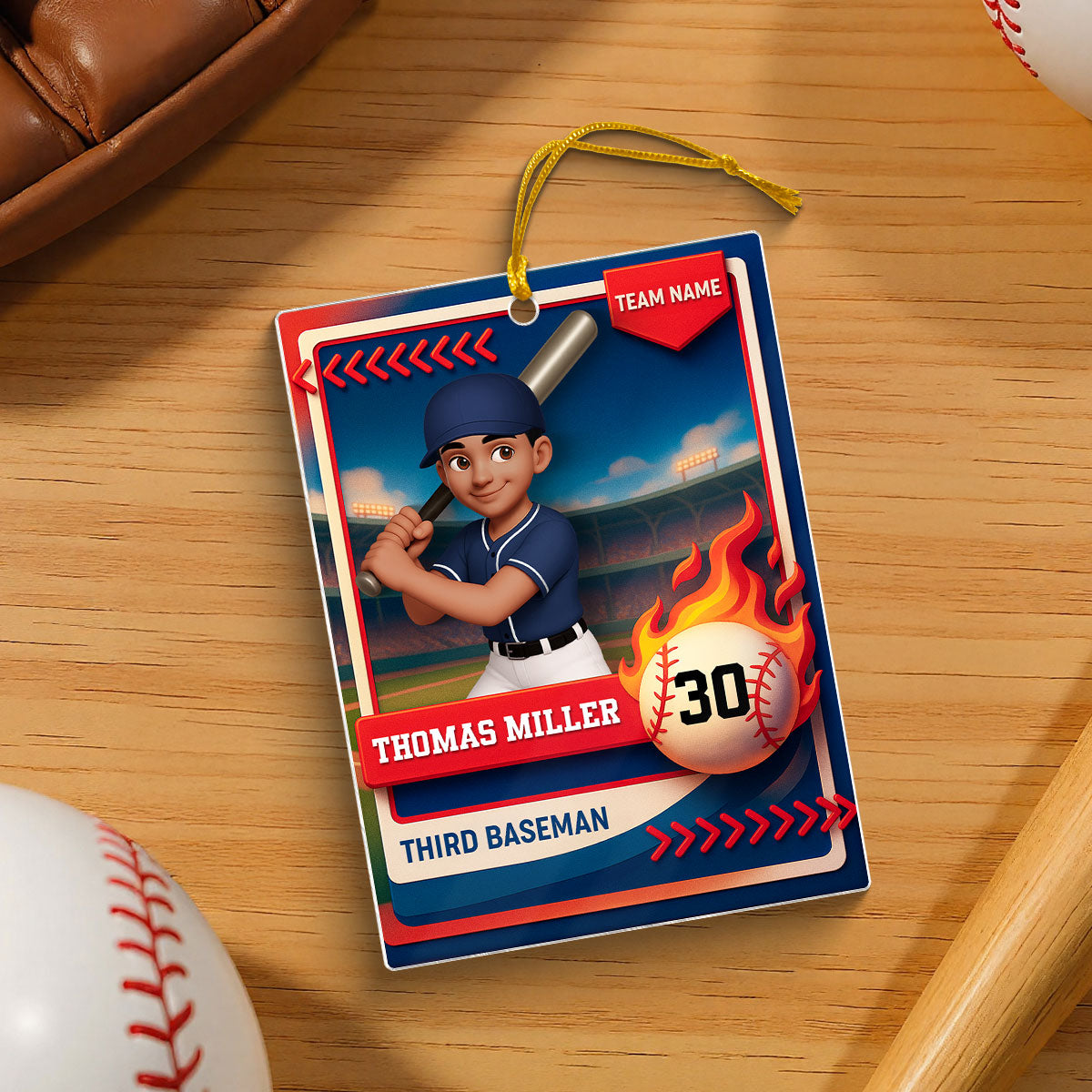 Baseball Trading Card - Personalized Acrylic Ornament - Christmas Gift for Son, Daughter, Grandkid