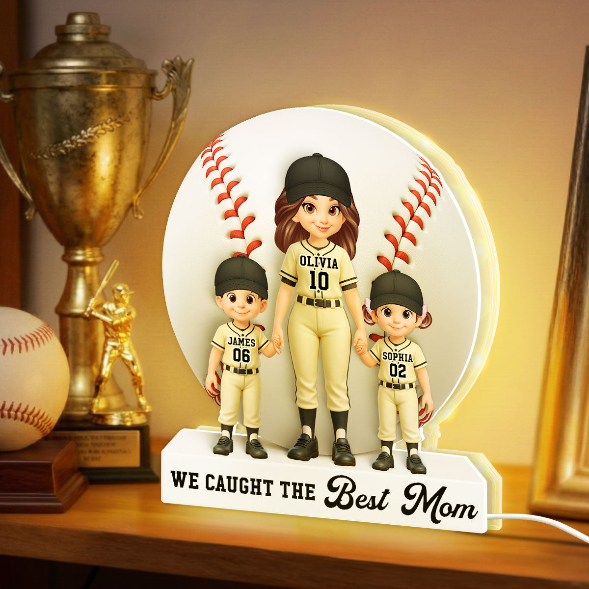 Baseball Softball We Caught The Best Mom - Personalized Light Box - Mother's Day Gift For Baseball Mom, Softball Mom