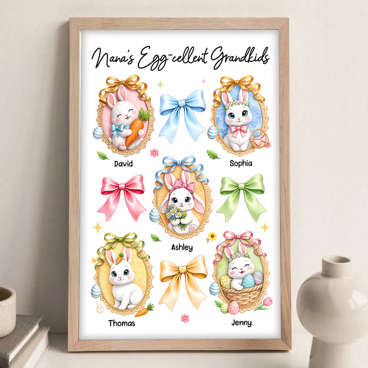 Nana's Egg-cellent Grandkids - Personalized Poster - Easter Decor Gift For Grandma