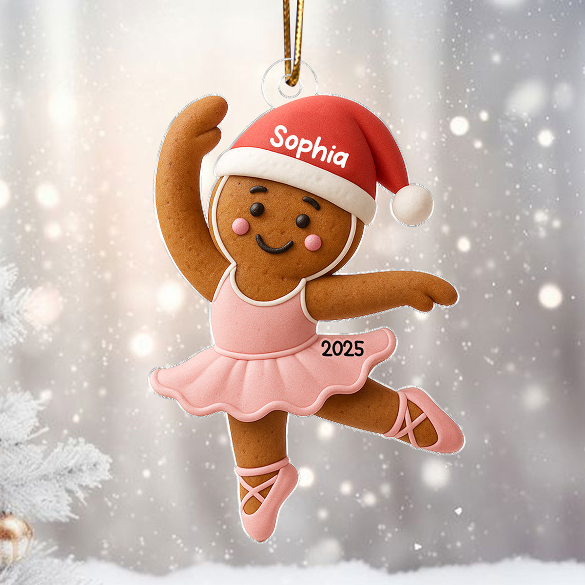 Gingerbread Balletina Dance - Personalized Acrylic Ornament - Unique Christmas Gift For Little Girl, Daughter