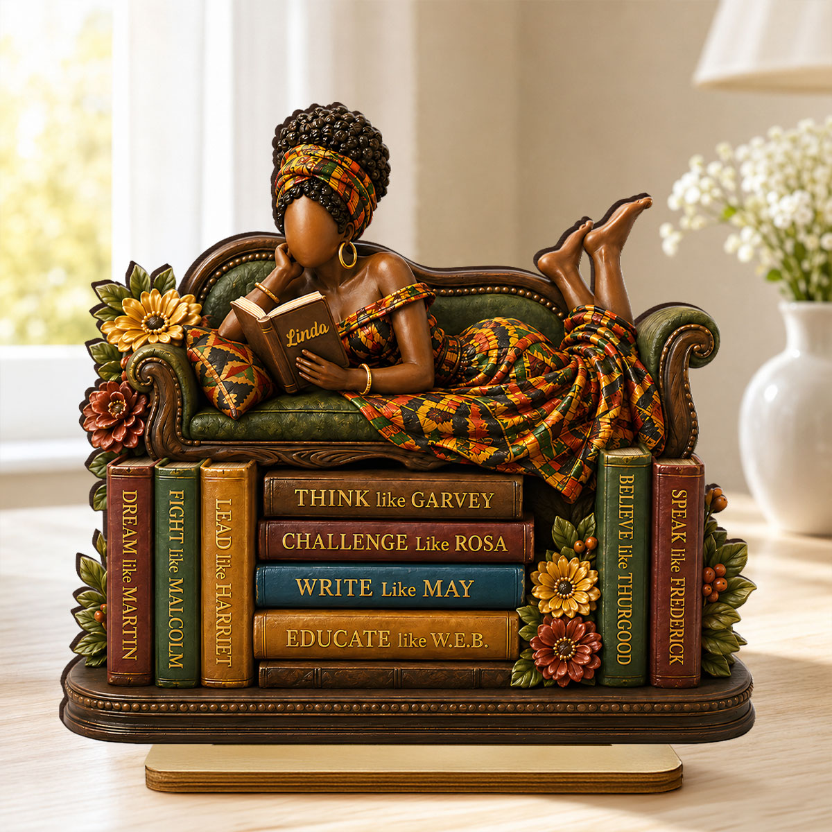 Black History Book Lover - Personalized 2-Layered Wooden Plaque - Custom Book Lover Gift