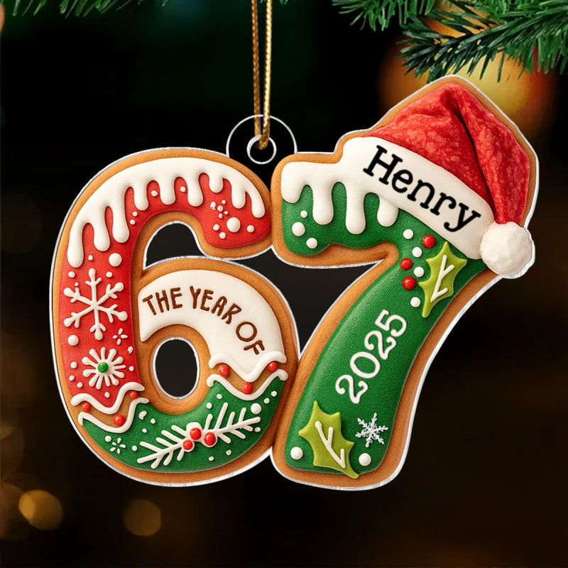 Custom Name Six Seven, Funny 6 7 - Personalized Acrylic Ornament - Kids Gen Alpha Humor Christmas Gift, Christmas Tree Decor
