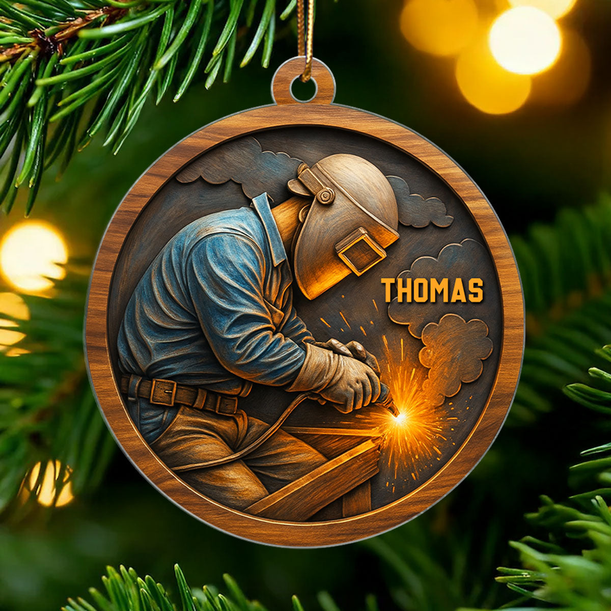 Strength, Sparks & Pride – Personalized Acrylic Ornament – Special Gift for Welders