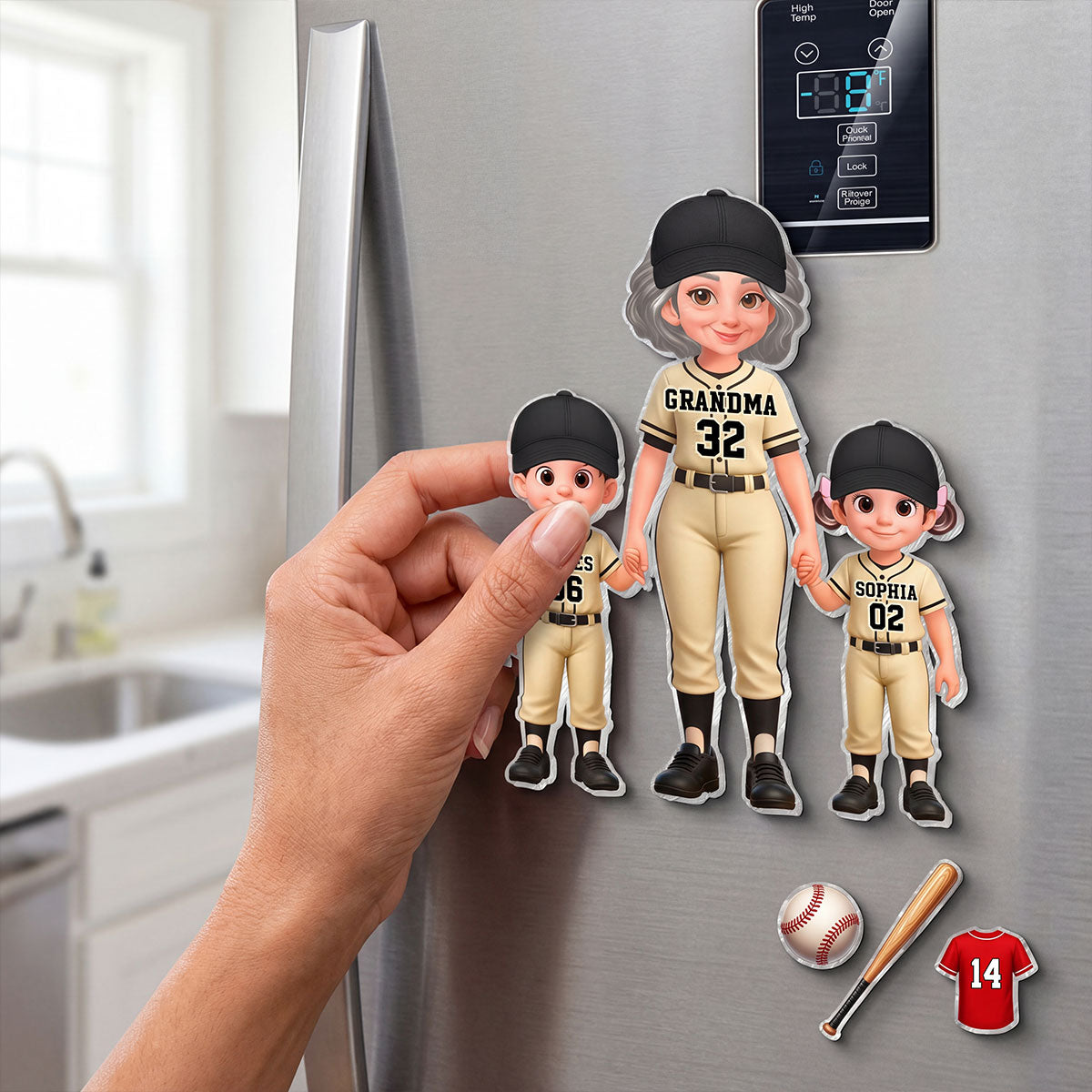 Baseball My Favorite Players Call Me Grandma Mom - Personalized Acrylic Fridge Magnet - Mother's Day Gift For Grandma, Mom
