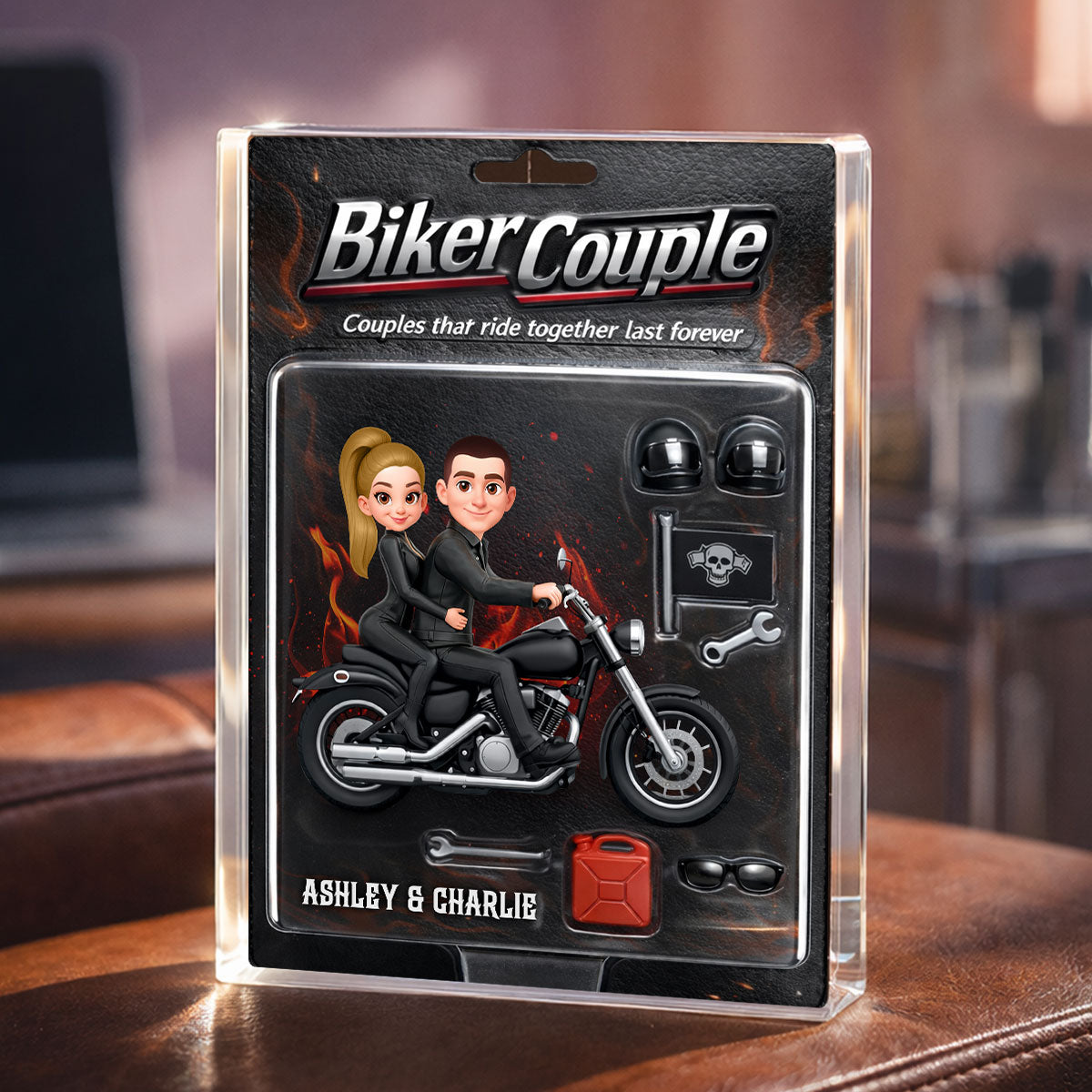 Couples That Ride Together Last Forever, Custom Action Figure Biker Couple - Personalized Acrylic Block Plaque