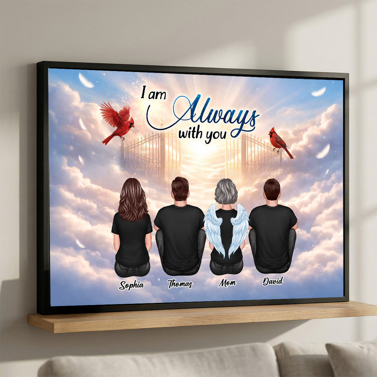 Cardinal Angel Heaven Gate Family Memorial Always With You - Personalized Poster - Gift For Memorial, Sympathy Gift, Remembrance Gift
