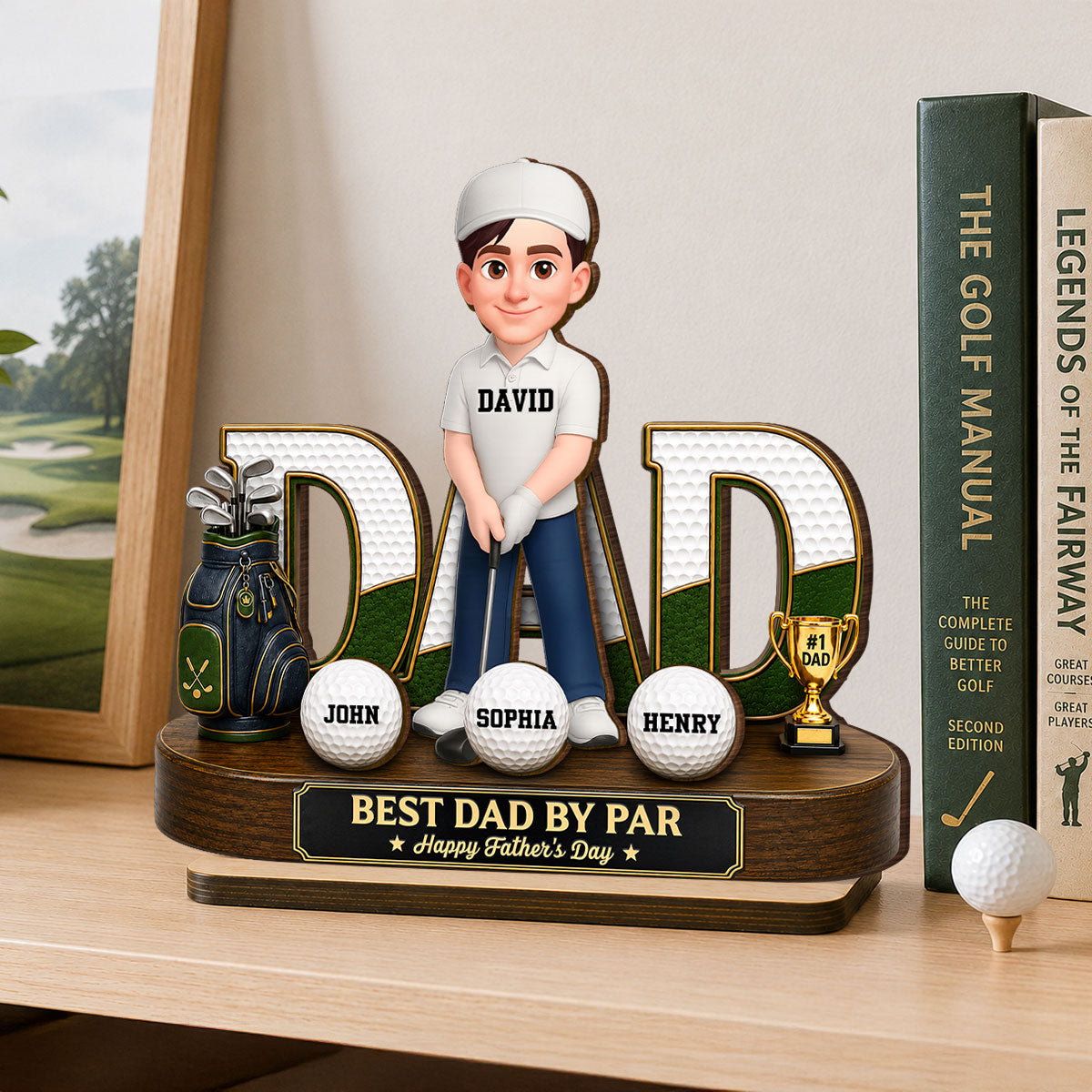 Golf Dad Legend Best Dad By Par - Personalized 2-Layered Wooden Plaque -  Gift For Dad