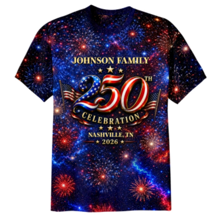 Custom Family American 250th Anniversary 1776 - 2026 - Personalized Shirt - Family Matching Patriotic Crew Shirt