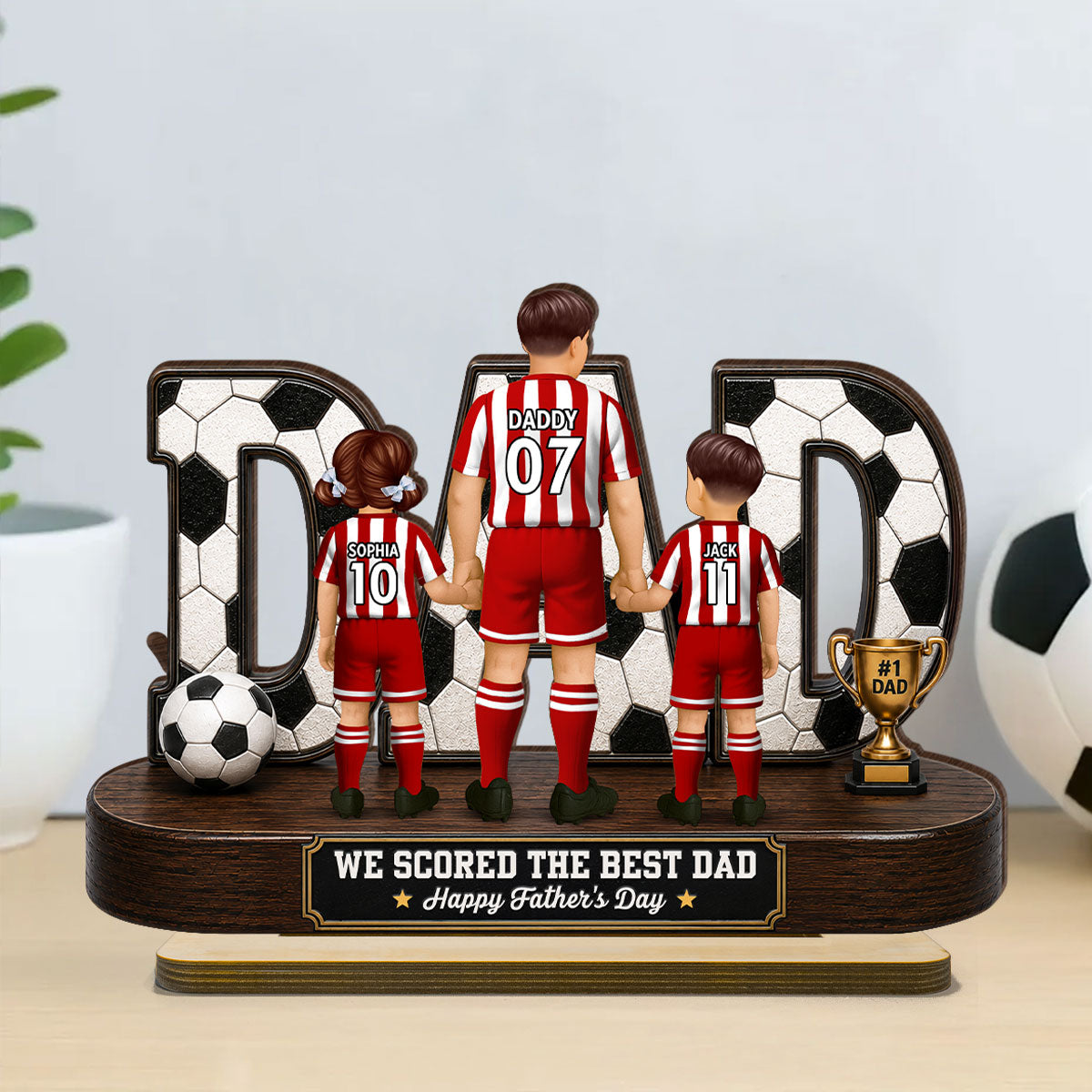 Soccer Dad Legend We Scored The Best Dad Back View - Personalized 2-Layered Wooden Plaque -  Gift For Dad, Husband, Soccer Lovers