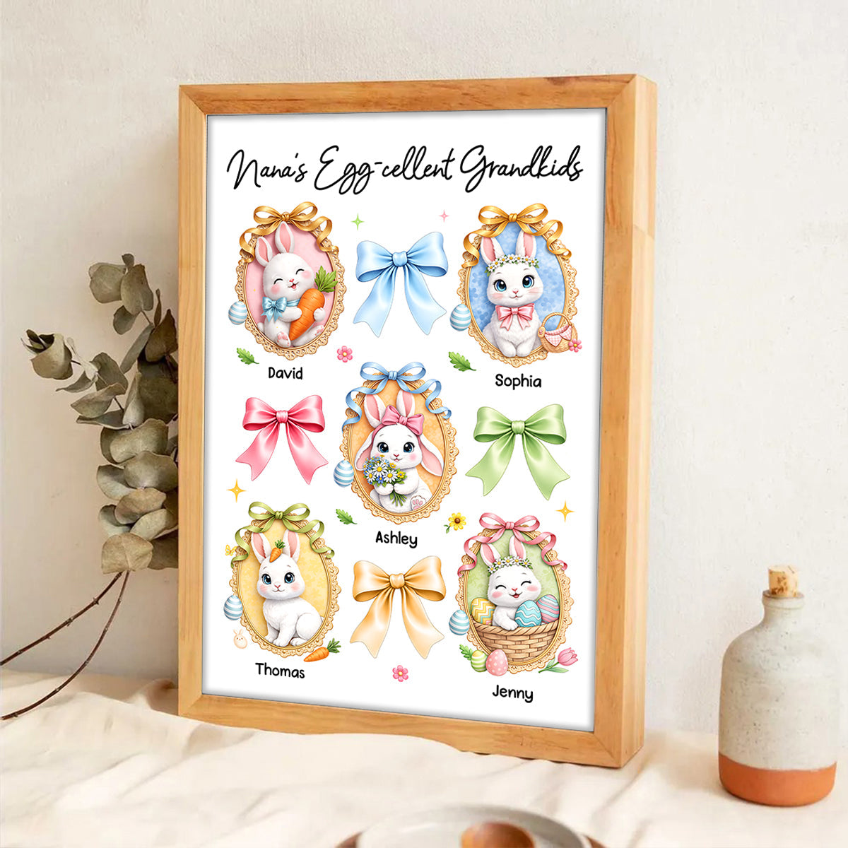 Nana's Egg-cellent Grandkids - Personalized Poster - Easter Decor Gift For Grandma