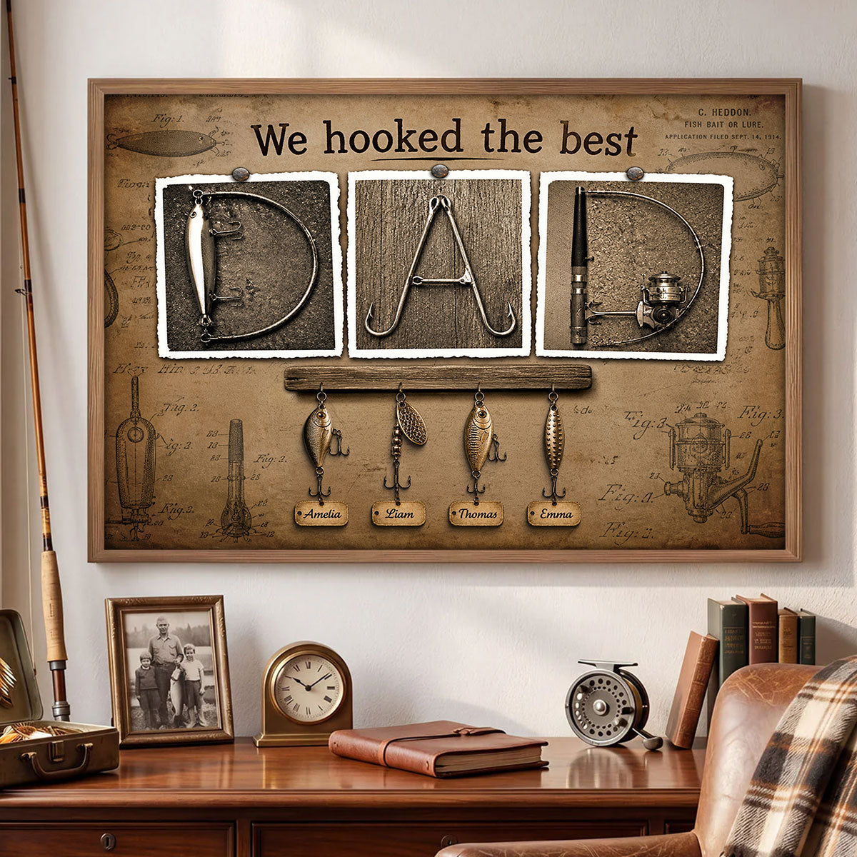 We Hooked the Best Fishing Dad - Personalized Poster - Father's Day Gift for Dad, Husband