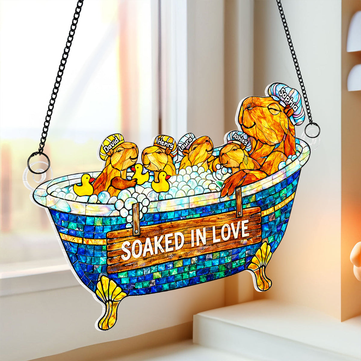 Cute Water Critter Mom - Personalized Suncatcher - Gift For Mom, Grandma