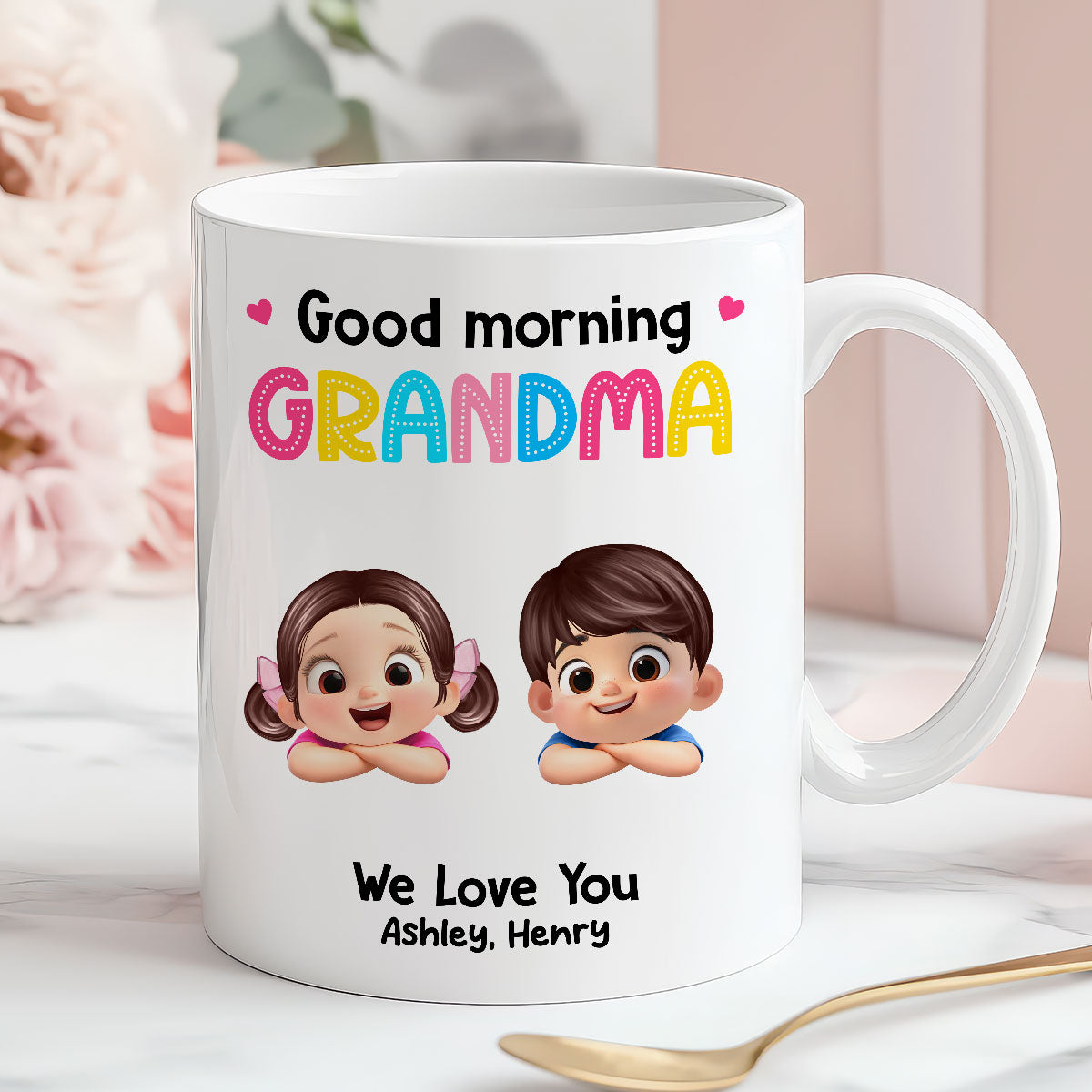 Good Morning Grandma Mom We Love You - Personalized Mug - Heartfelt Mother's Day Gift for Grandma, Mom