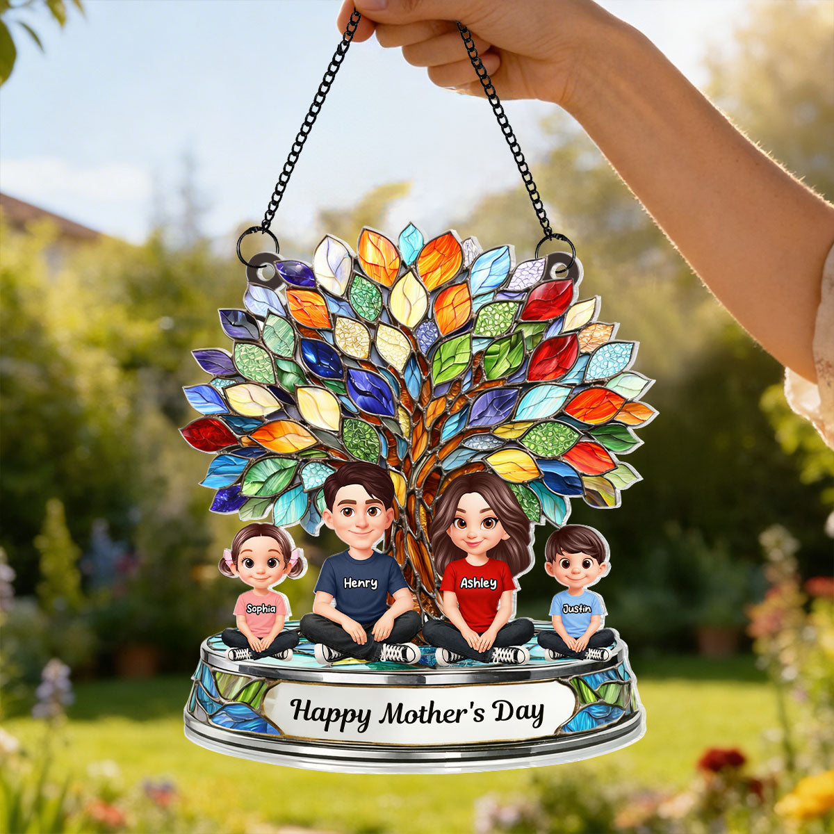 Family Tree - Personalized Acrylic Window Hanging Suncatcher - Heartfelt Mother's Day Gift for Mom, Wife
