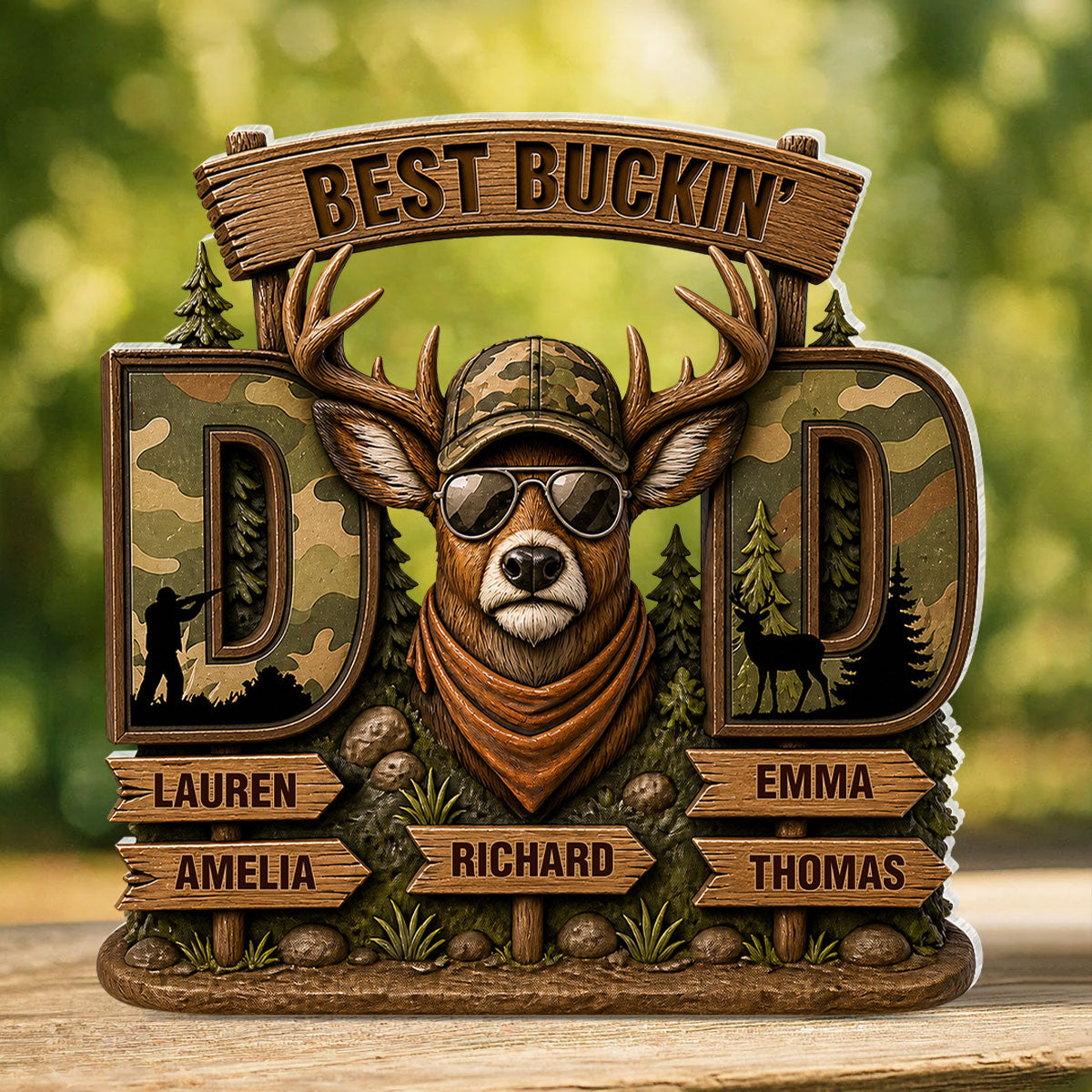 Best Buckin's Dad Hunting - Personalized Acrylic Block Plaque -  Gift For Dad, Husband
