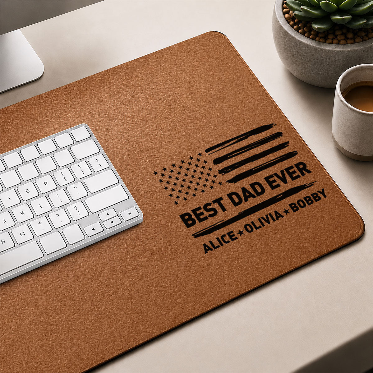 Best Dad Ever Nation Flag - Personalized Desk Mat - Father's Day Gift For Dad, Husband