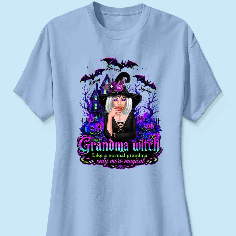 Grandma Witch More Magical - Personalized Shirt - Halloween Spooky Scene, Gift for Grandma